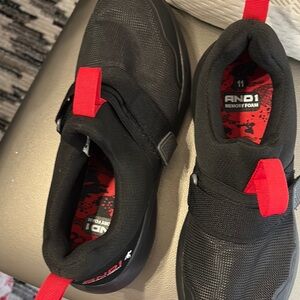AND1 Kids Black and Red Slip-On Shoes Velcro